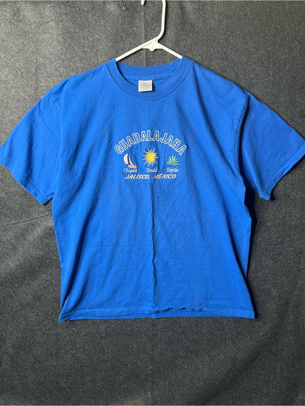 Vintage Guadalajara Jalisco Mexico Embroidered Print Retro Women’s L Blue Shirt